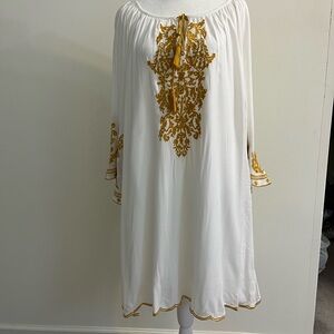 White Dress with Gold Embroidery